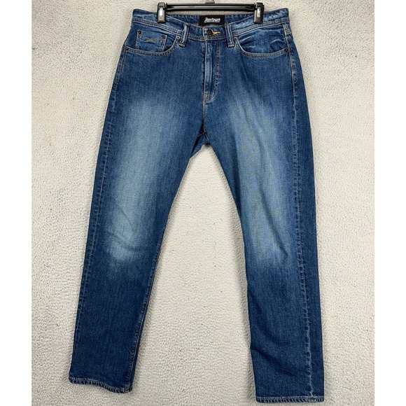 Revtown Automatic‎ Jeans Mens 34X32 Blue Distressed Straight Leg Decade Denim - Picture 1 of 10
